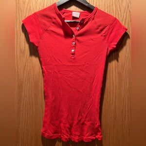 Daytrip Red Short Sleeve Ribbed Top